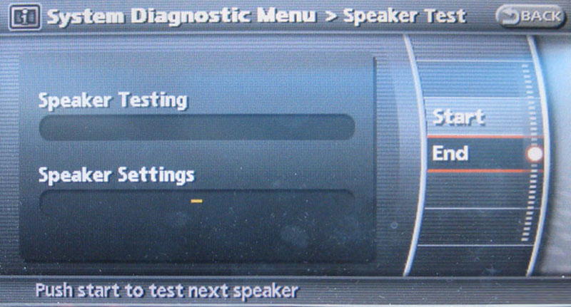 Infiniti Diagnostic Speaker Test Display